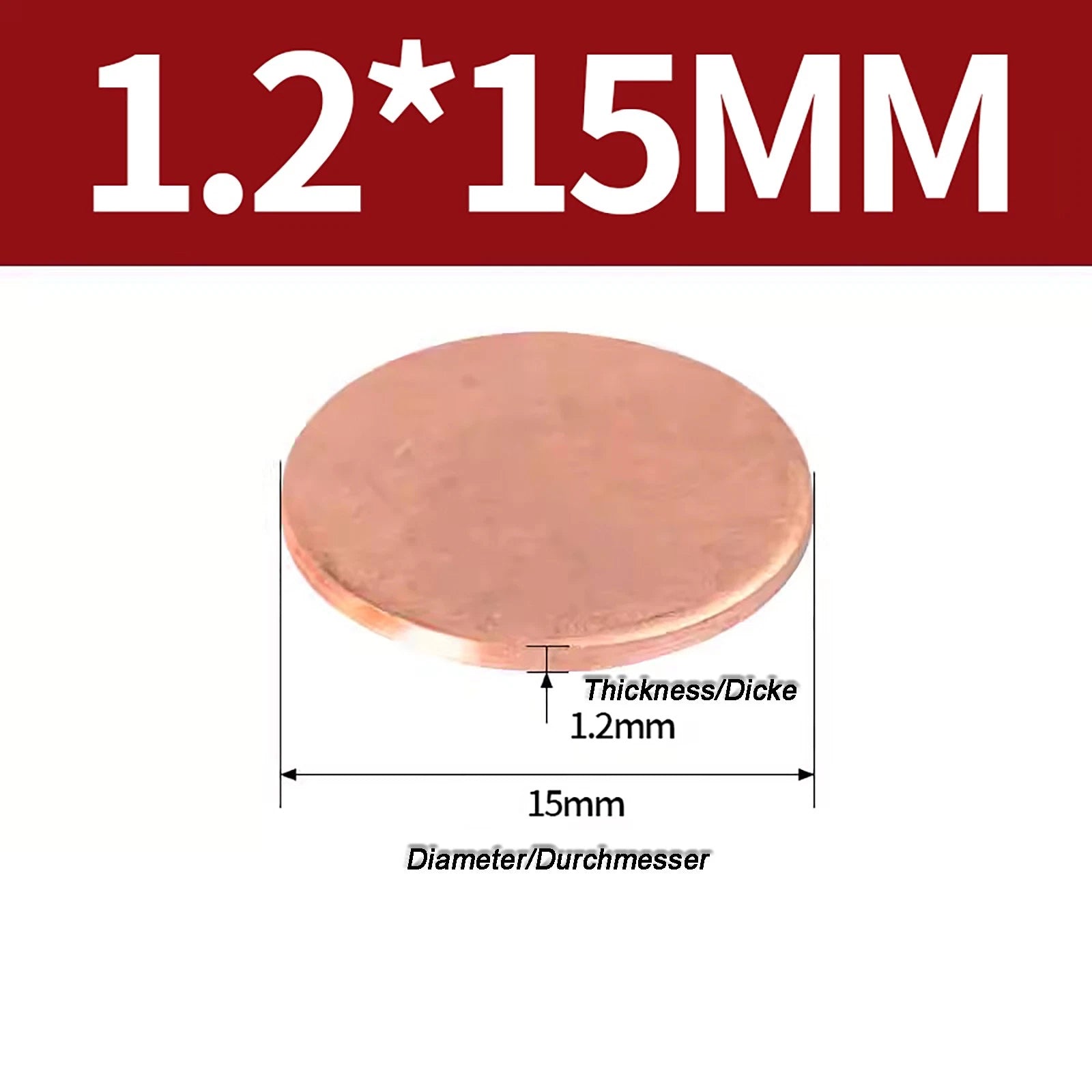Solid Pure Copper Discs Blanks Round Plate Metal Sheet Thick 0.3~6mm Ø10mm~150mm