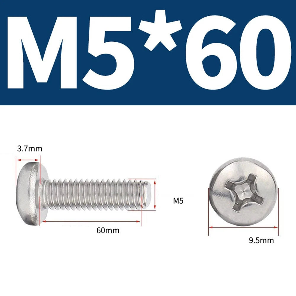 Phillips Pan Head Machine Screws — A4 Marine Grade Stainless Steel, DIN 7985 (M1.6–M10)