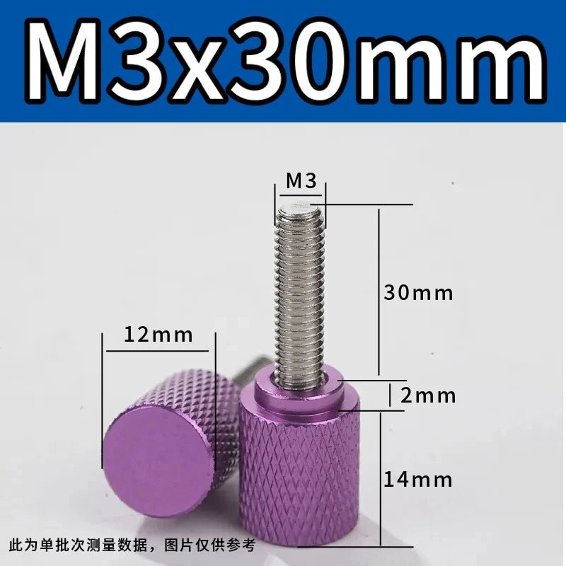 M3 Knurled Thumb Screws – Colored Anodized Aluminum, 6mm to 100mm, 10 Colors - HomeDIYer