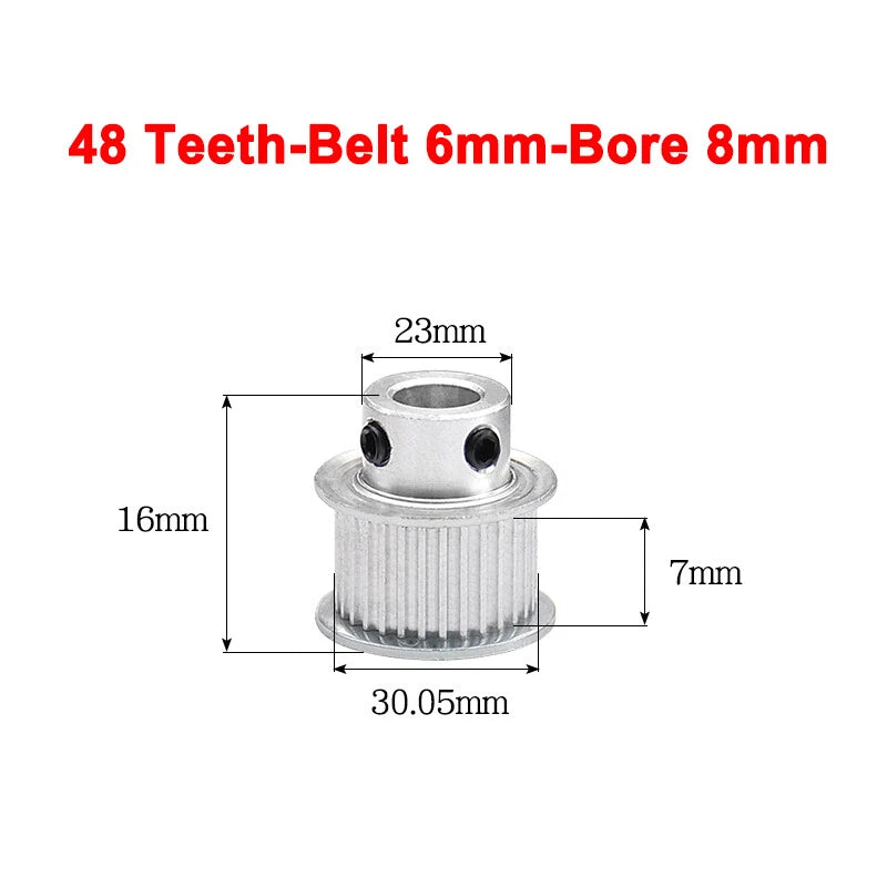 2GT Drive Pulley With Step 16 Tooth - 100 Tooth Bore 4mm - 25mm for 6mm Belt