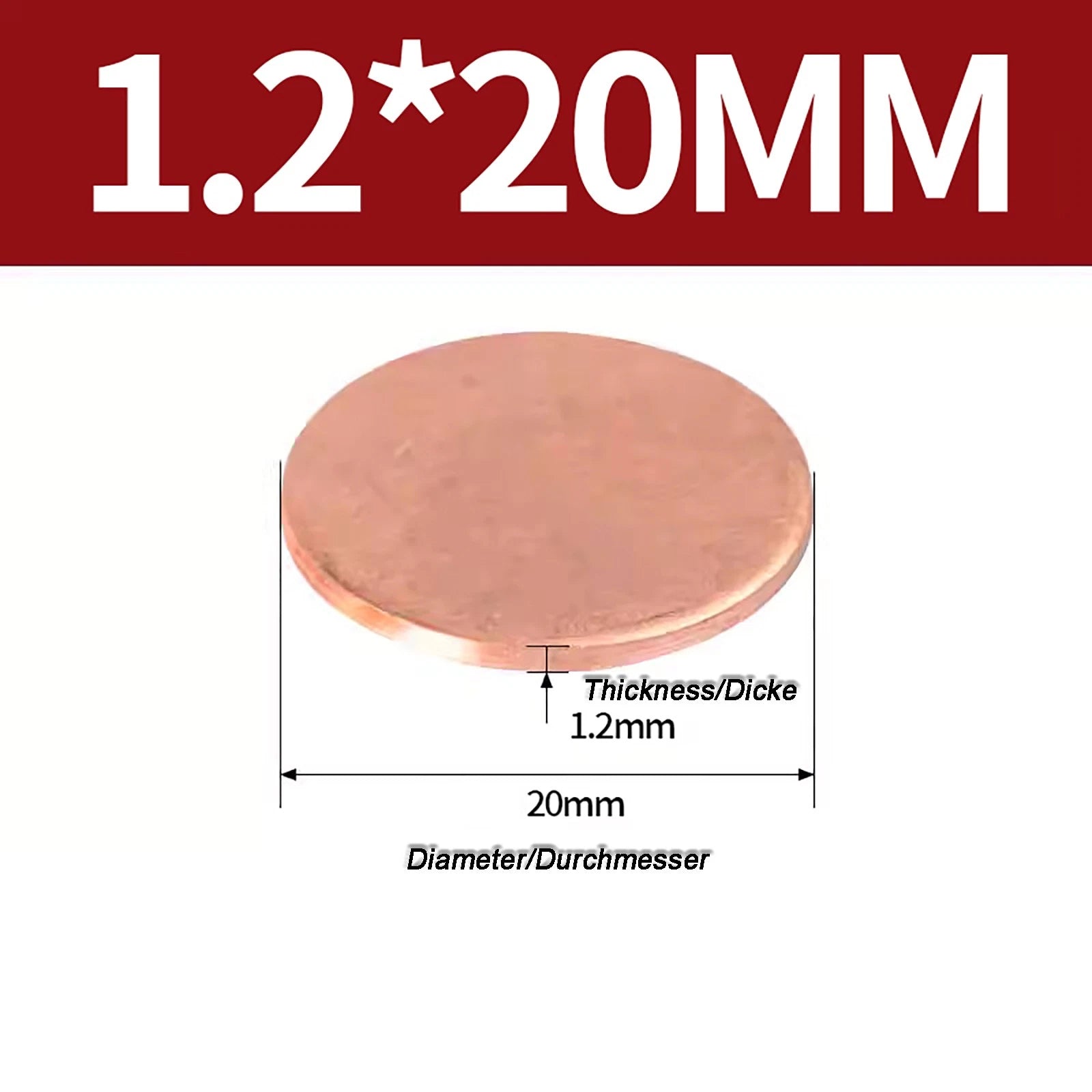 Solid Pure Copper Discs Blanks Round Plate Metal Sheet Thick 0.3~6mm Ø10mm~150mm