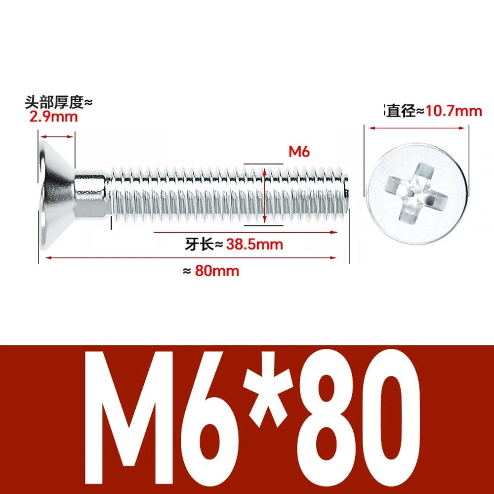 Countersunk Phillips Machine Screws – M2 to M12, White / Colour Zinc Plated, Carbon Steel