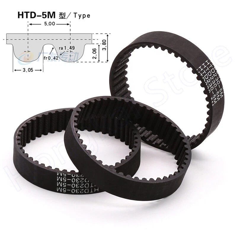 HTD3M HTD5M Rubber Timing Belt Closed Loop Power Transmission Belt 10mm 15mm Wide