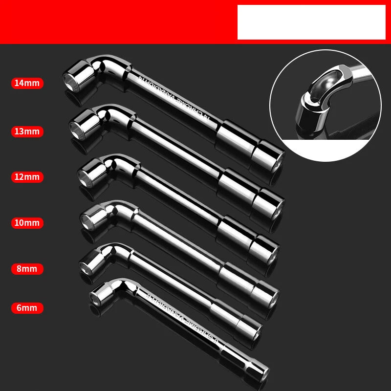 L-Shaped Perforated Hex Socket Wrench Set Diameter 6-17mm Chrome Vanadium Steel