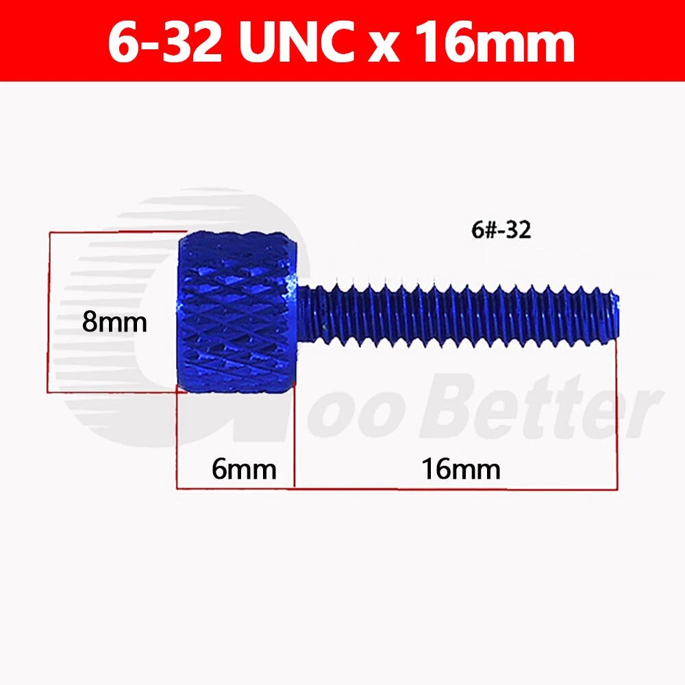 6 - 32 UNC Flat Knurled Thumb Screws — Anodized Aluminum, 10 Colors, 5.5mm to 20mm - HomeDIYer