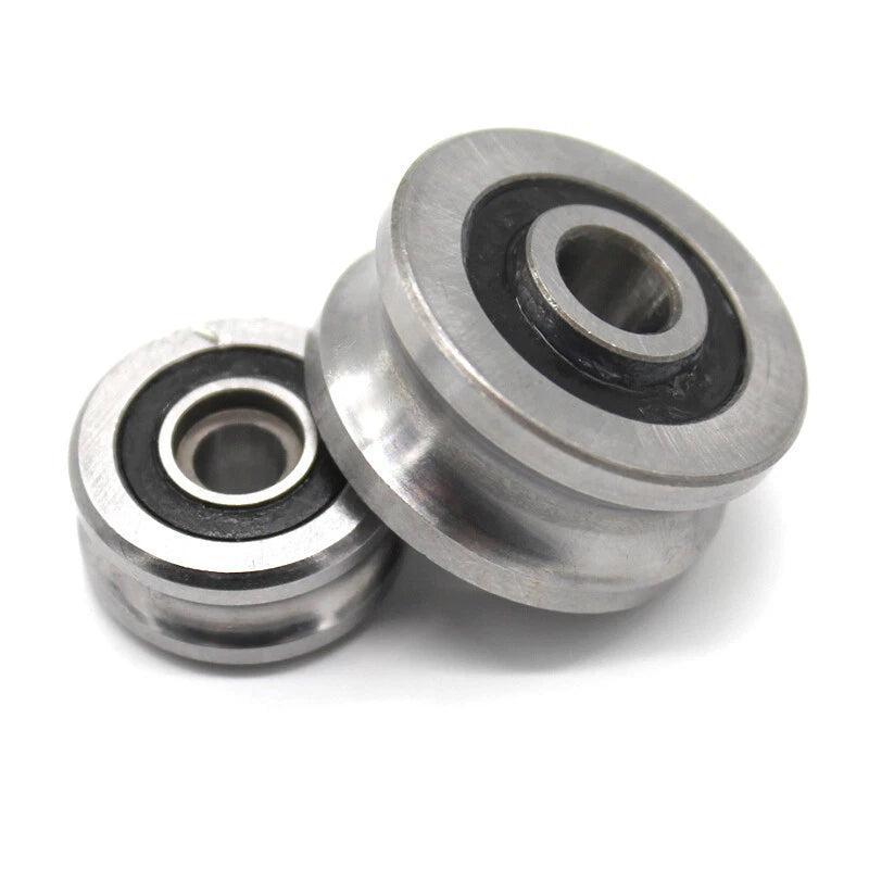 U/V Groove Metal Pulley Ball Bearings Wheel Steel Guide Roller Bore 3/4/5/6mm