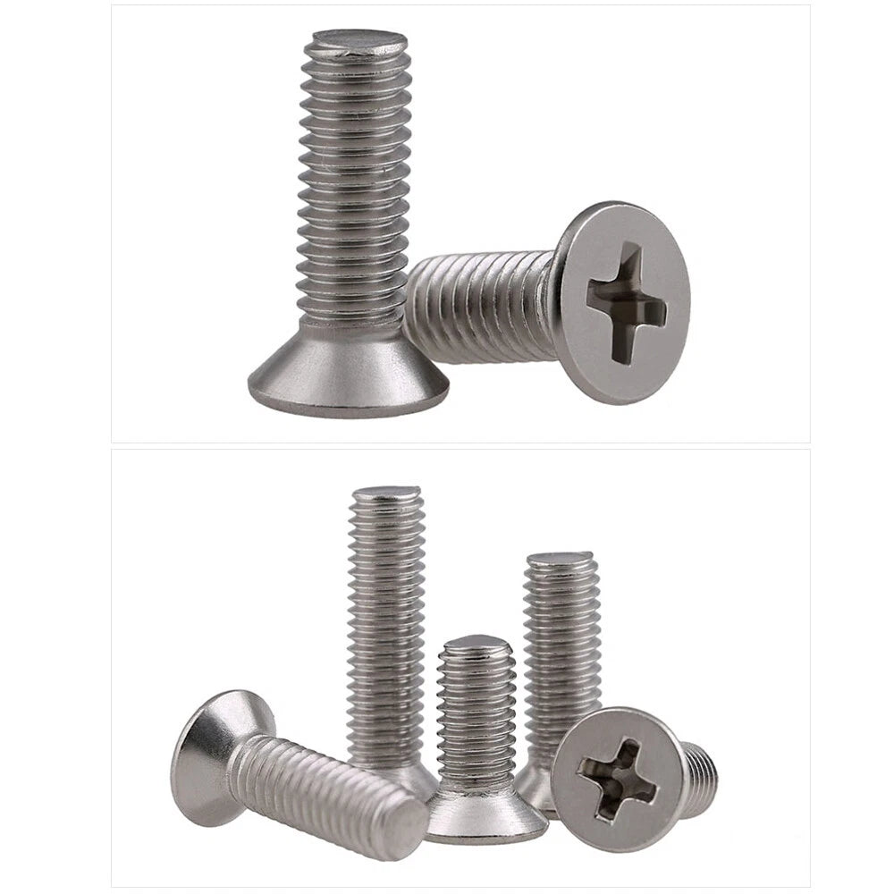 A2 Stainless Steel Phillips Countersunk Flat Head Micro Machine Screws M1 M1.2 M1.4 M1.6 M2 M2.5 GB/T 819 — 3mm to 60mm