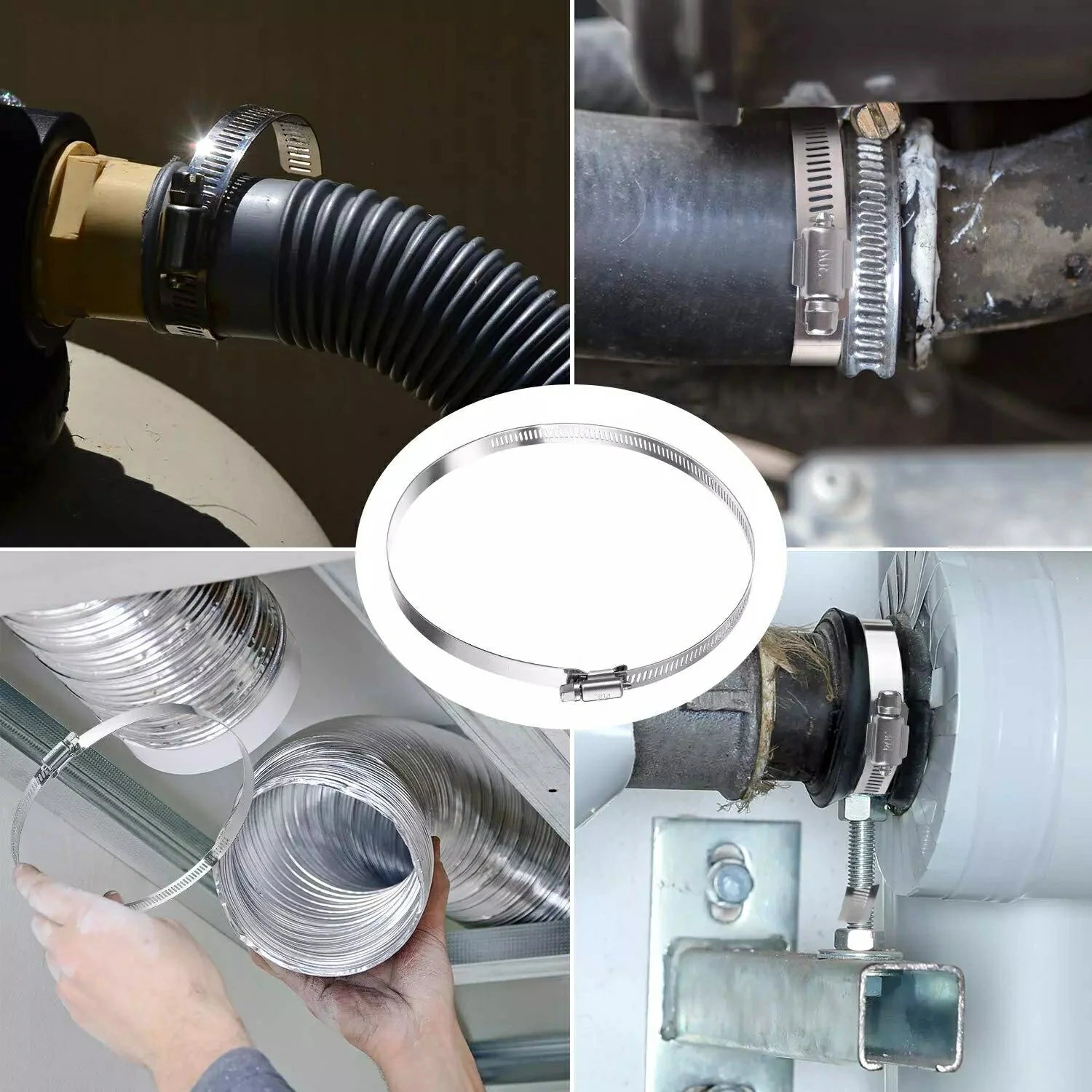 201 Stainless steel strengthens the clamp hose clamp Circular air water pipe Fuel hose clips of water pipe fasteners clamps - HomeDIYer