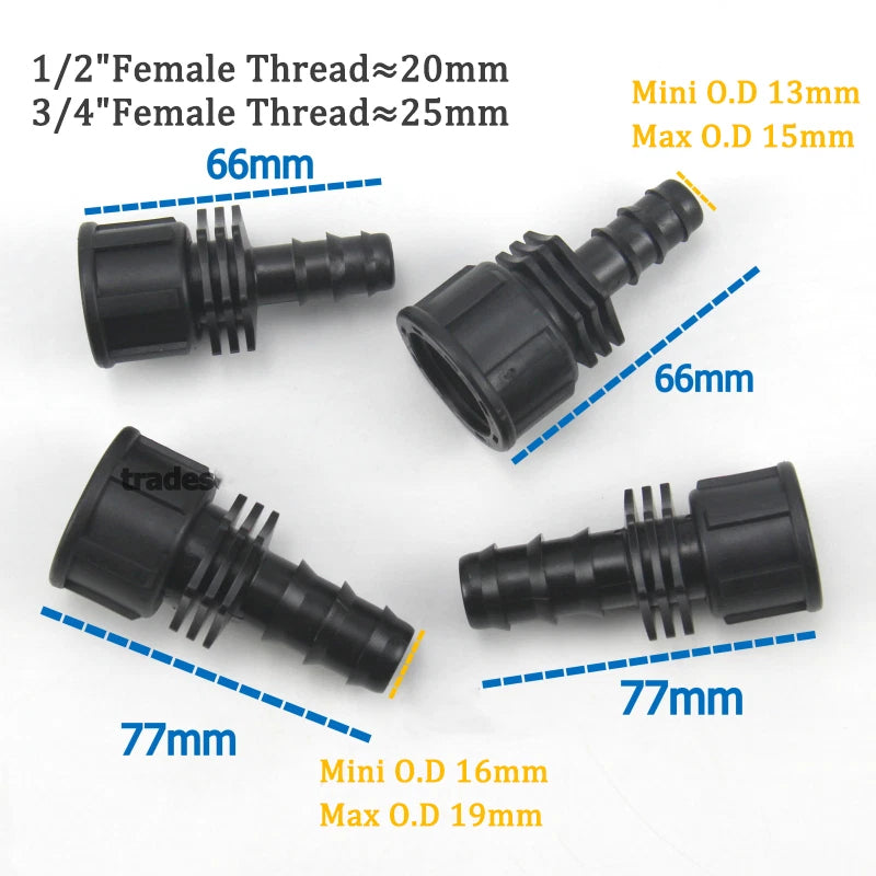 Plastic Barbed Hose Connector Fitting – Male & Female Thread