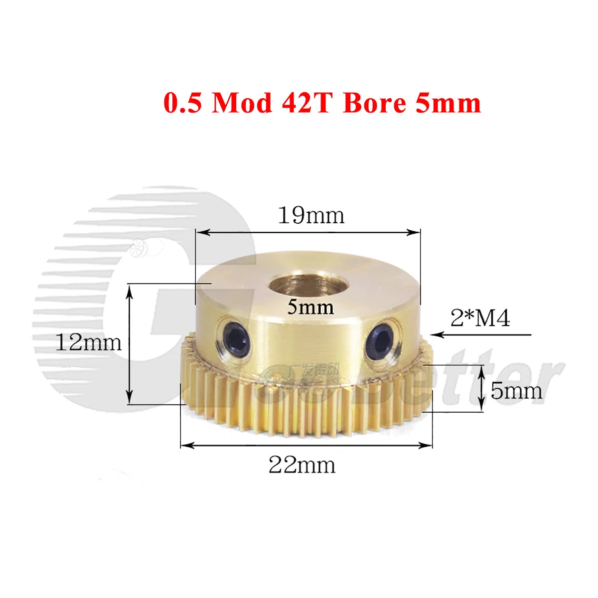 0.5 Mod Brass Pinion Spur Gear 42 Teeth Bore 4/5/6/8mm Motor Transmission Gear