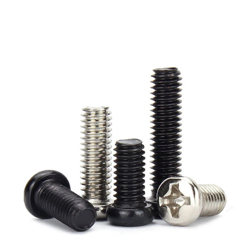 M1–M6 Phillips Round Pan Head Machine Screws – Carbon Steel, Nickel or Black Finish (2–50mm Lengths)