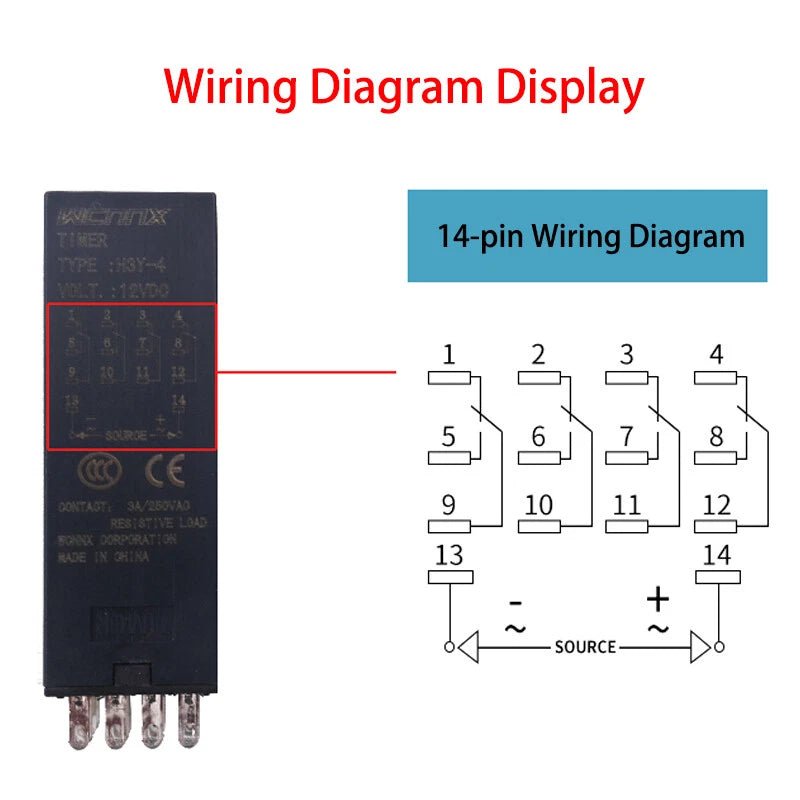 Power On Time Timer Delay Relay H3Y - 2/4/2H AC 12/24/220V DPDT 8Pin / 14Pin - HomeDIYer