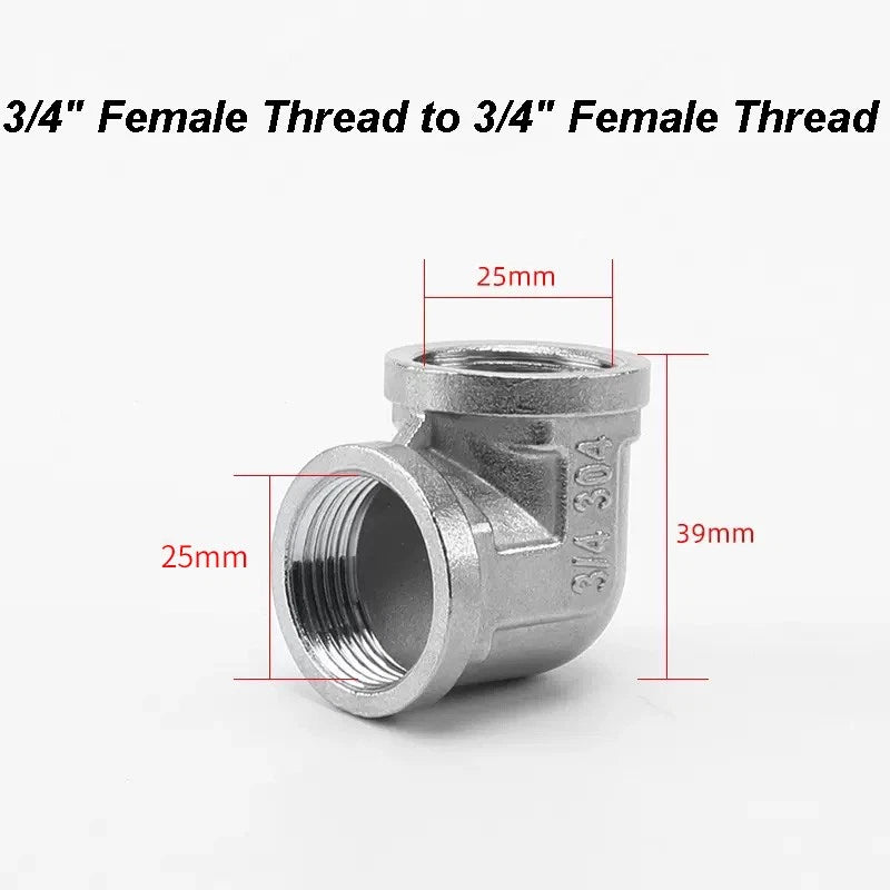 201 Stainless Steel 90° Elbow Pipe Fitting — BSP 1/2" 3/4" 1" Male Female Thread