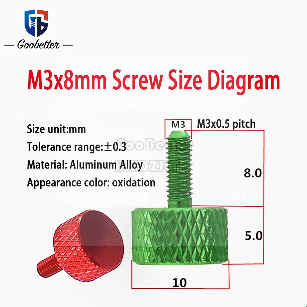 Knurled Thumb Screws M3 Aluminum Alloy DIY Hand Tighten Grip Knob Bolts 5 - 16mm