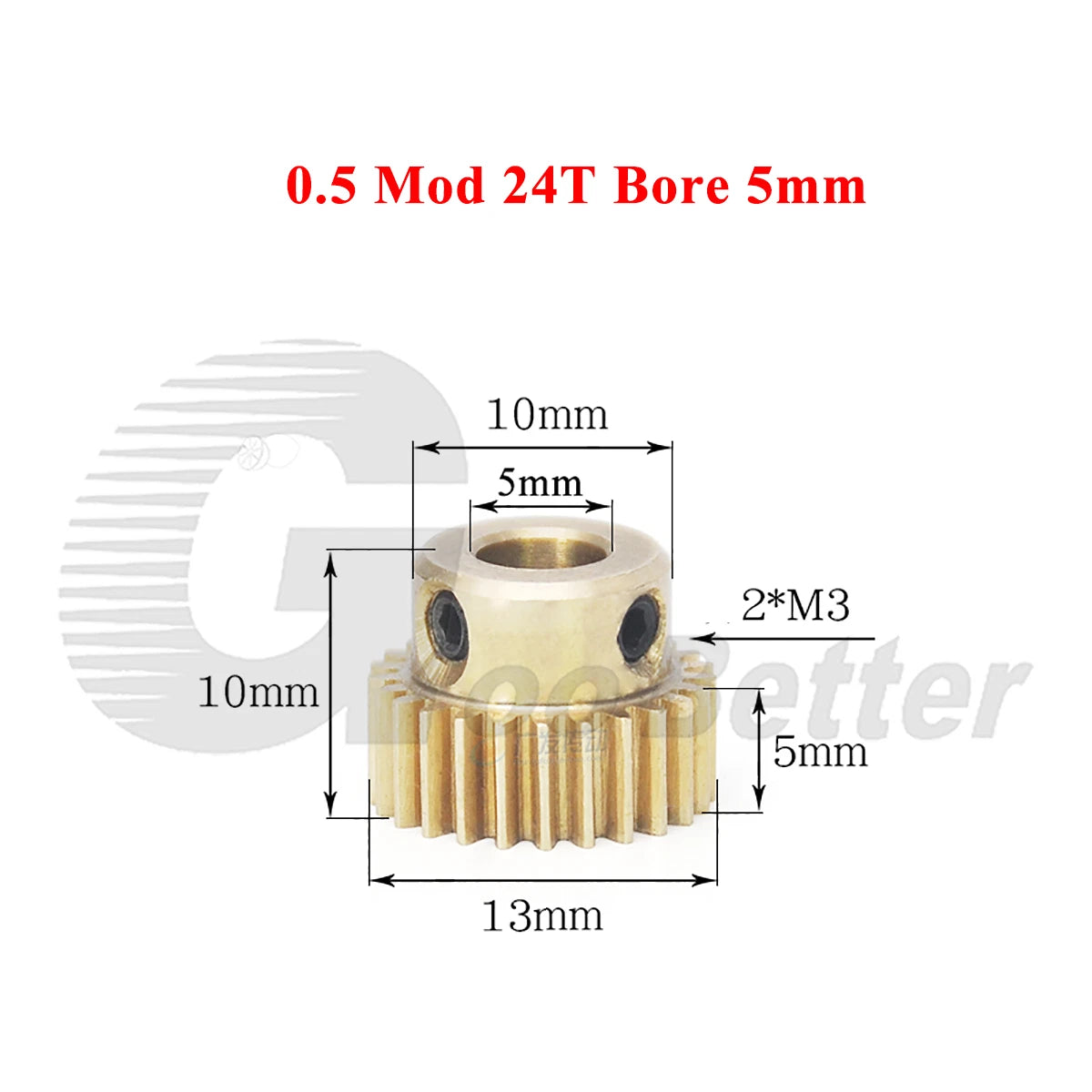 0.5 Mod Brass Pinion Spur Gear 24 Teeth Bore 4/5/6/6.35/7mm Transmission Gear