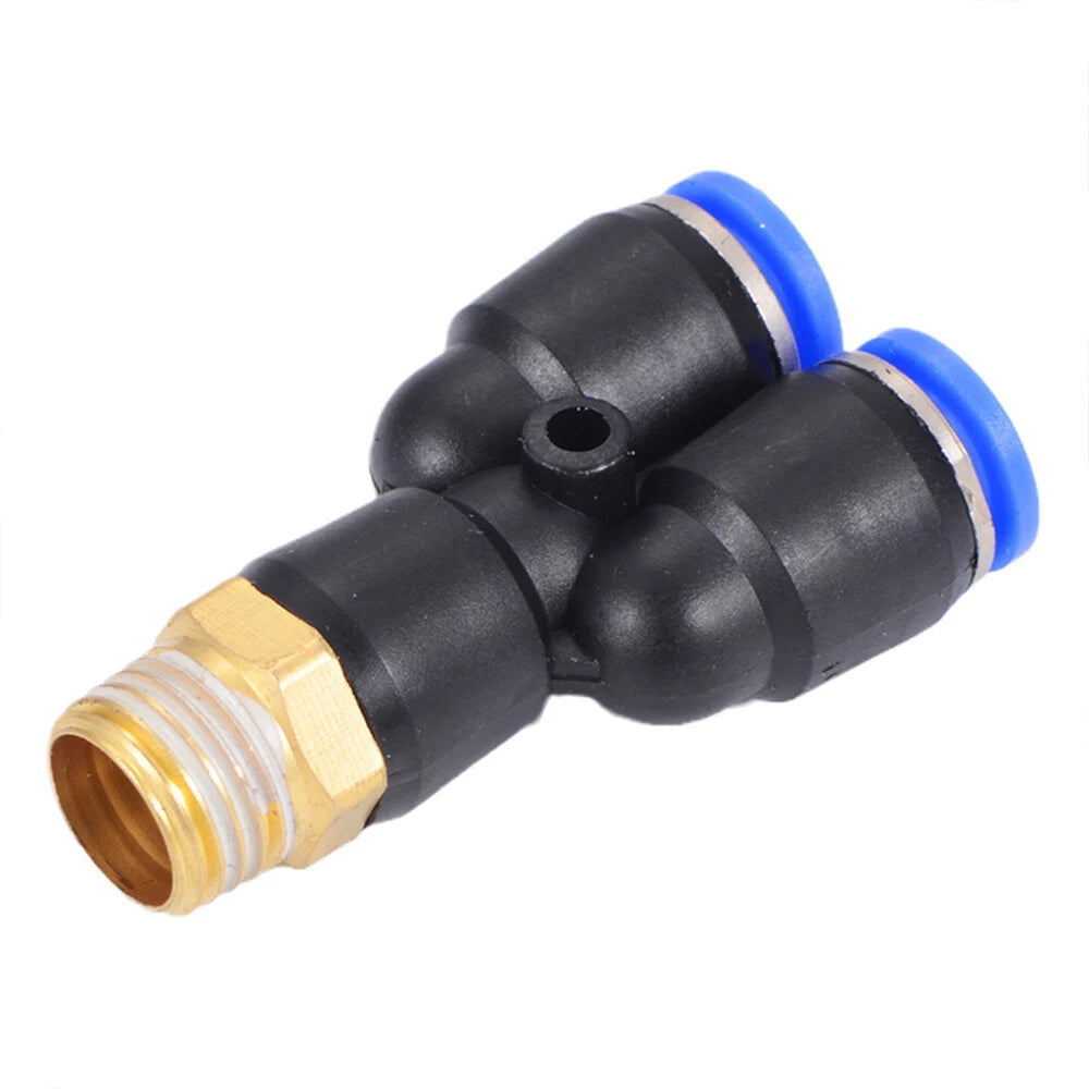 Pneumatic Y-Piece Male Stud Push-Fit Fittings Hose Inline Airline Connector