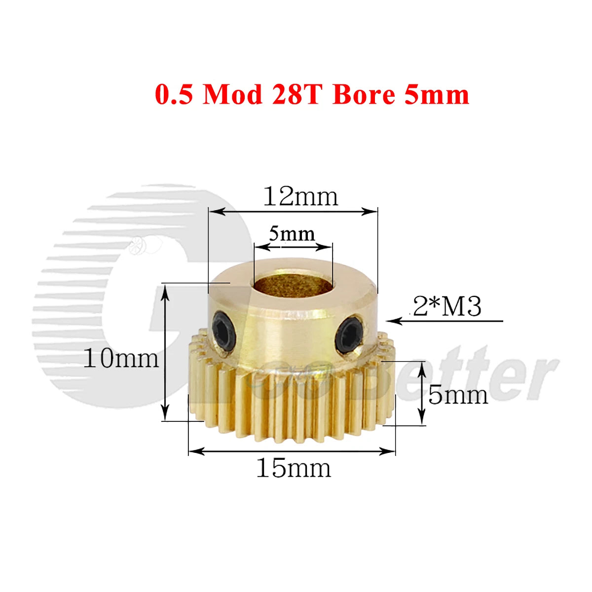 0.5 Mod Brass Pinion Spur Gear 28 Teeth Bore 4/5/6/6.35/7/8mm Transmission Gear