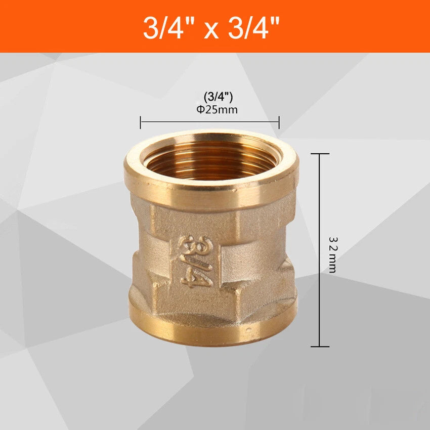 BSP Female Thread Brass Pipe Fitting Adapter | Coupler Connector 1/2" 3/4" 1"