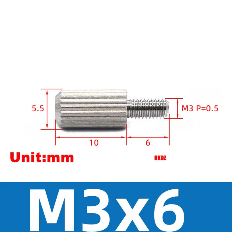 303 Stainless Steel Knurled Thumb Screws With Small Head M3/M4x6~16mm Hand Screw