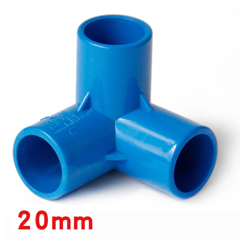 PVC 3-Way Blue Equal Connector Socket Pressure Pipe Fittings 20 25 32 40 50mm