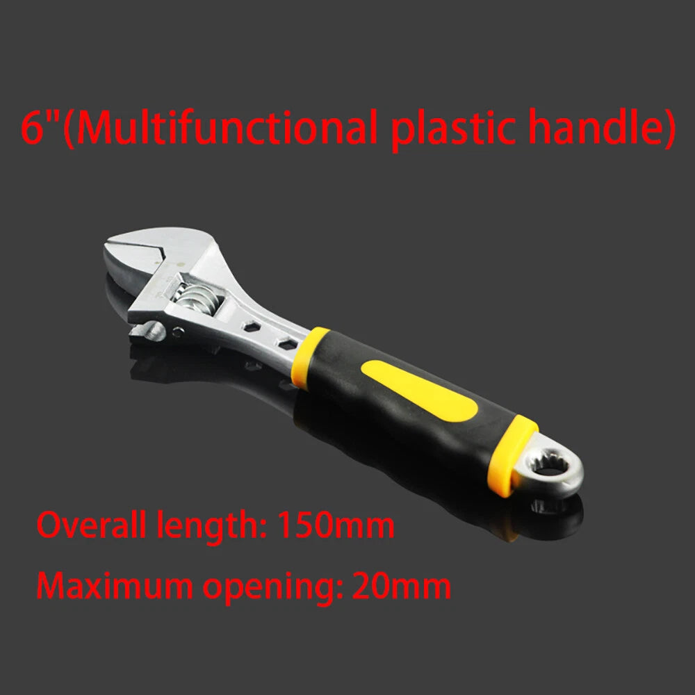 2 In 1 Heavy Duty Wide Jaw Adjustable Pipe Wrench Spanner Electroplating Steel
