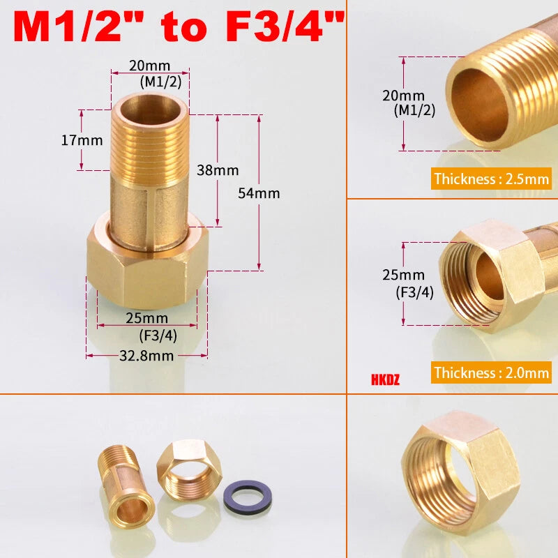 BSP Brass Pipe Fittings — Male to Female Thread Adapter for Water Meter & Pump
