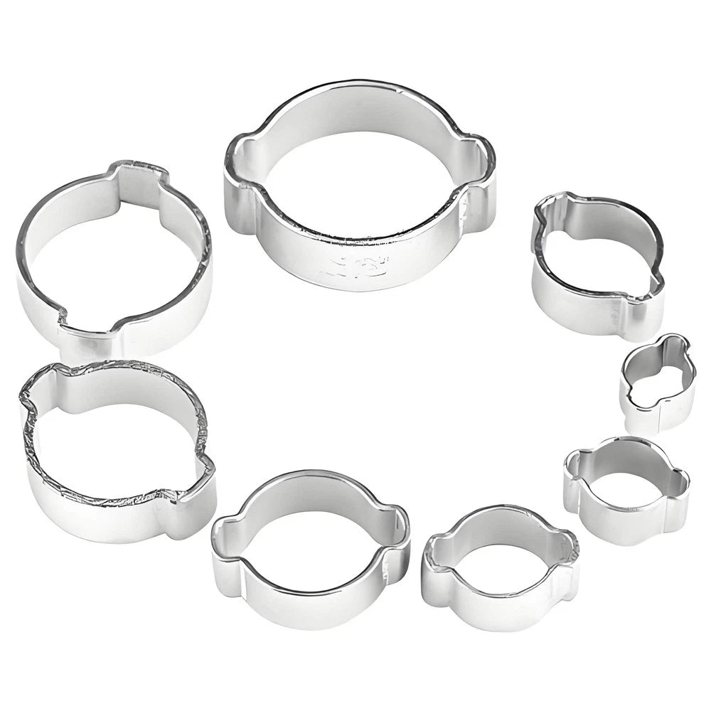Stainless Steel Double Ear O-Clips — Hose Clamps for Fuel, Air & Water Lines