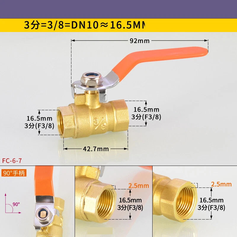 Brass Ball Valve Air Compressor Pipe Fittings — NPT 1/4" 3/8" 1/2" 3/4"