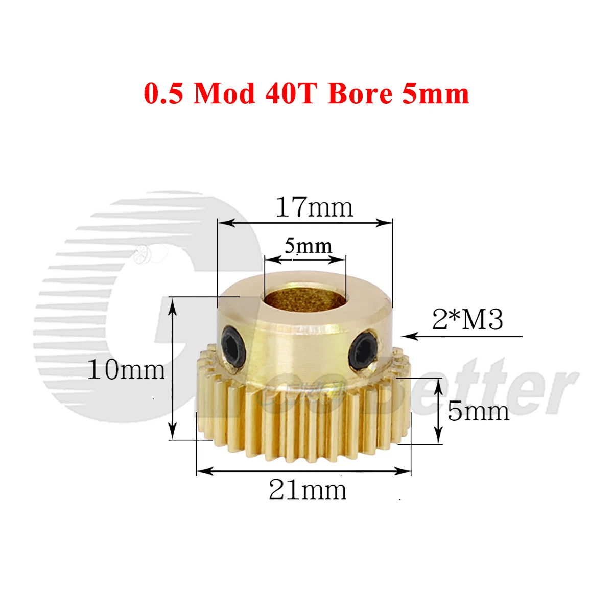 0.5 Mod Brass Spur Gear 40 Teeth Bore 4~12mm Motor Gear Transmission Pinion Gear