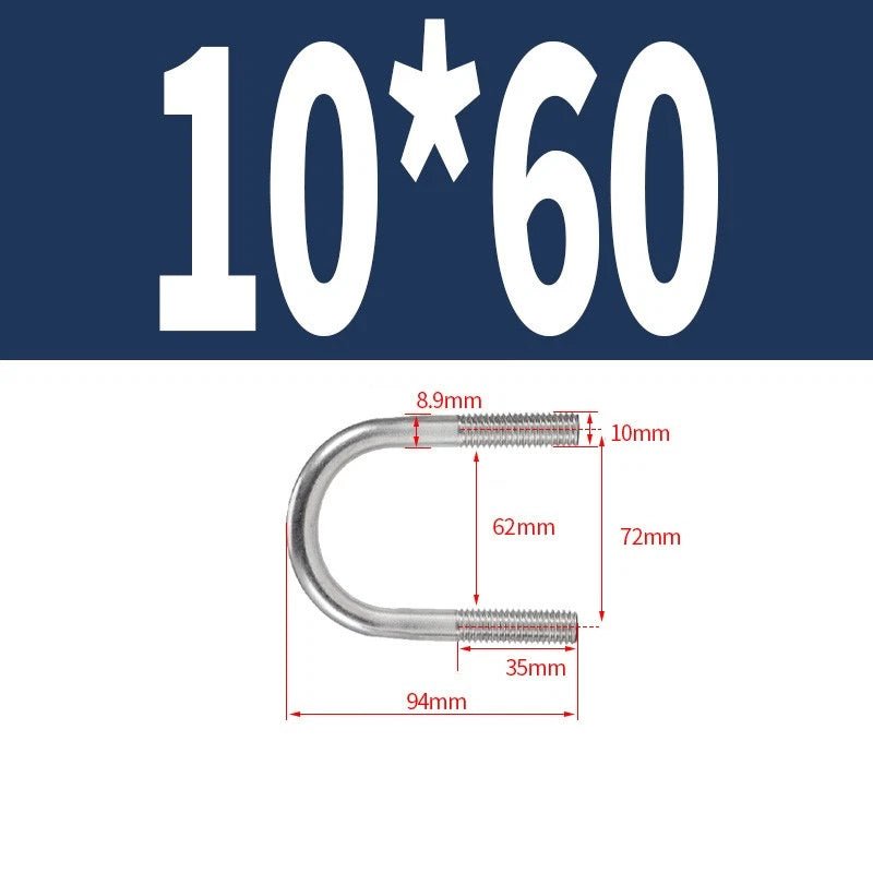 M10 Round Bend U - Bolts — A2 Stainless Steel, 12 Lengths Available - HomeDIYer