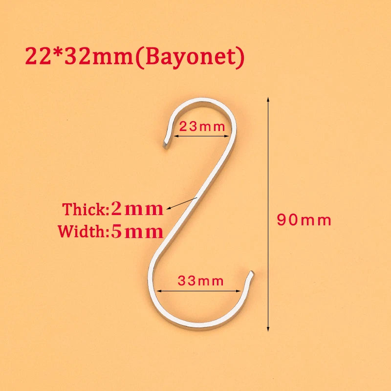 S Flat Hooks 304 Stainless Steel Bedroom/Kitchen/Bathroom/Living Room/Garden