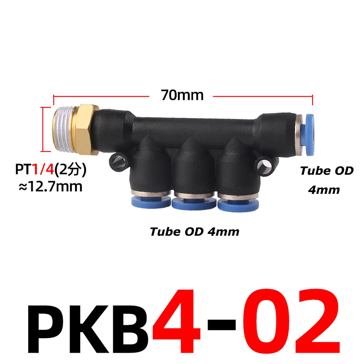 Pneumatic 5-Way Manifold Push-In Fitting | Male Stud to Hose Tube Connector