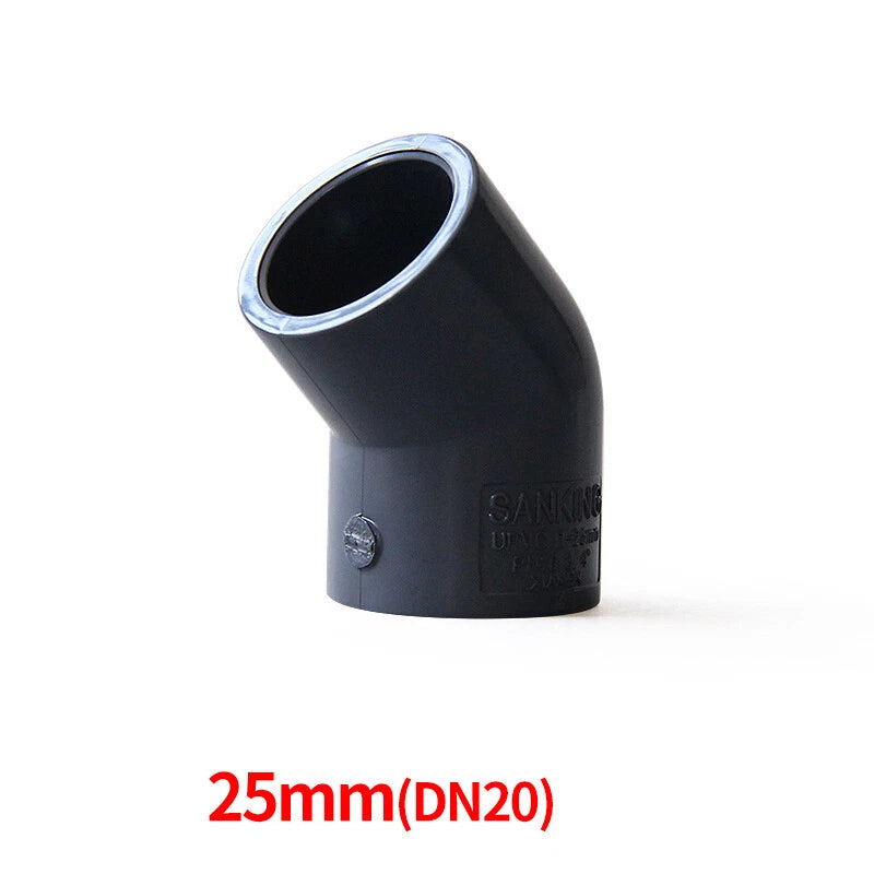 Black PVC Pipe 45° Elbow Plumbing Fittings Connector Coupling Water 20-110mm