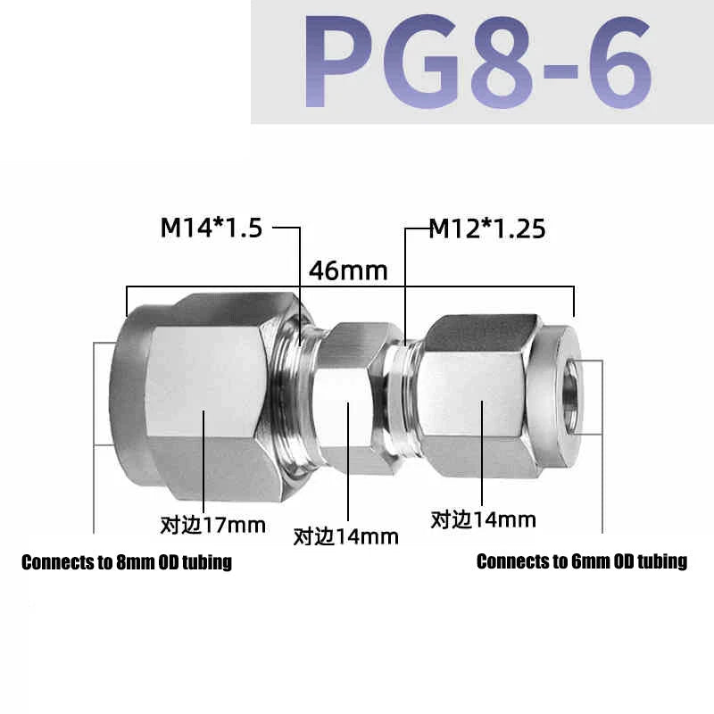 304 Stainless Steel Compression Reducing Connector | A2 Push-Fit Tube Reducer