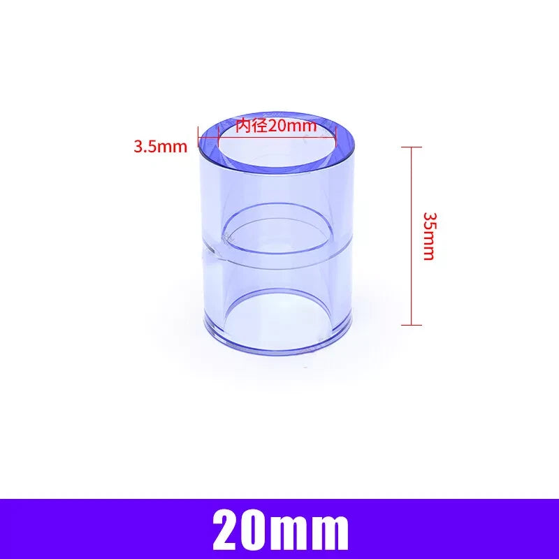 Clear PVC Straight Pipe Coupling — Socket Fitting 20mm to 110mm