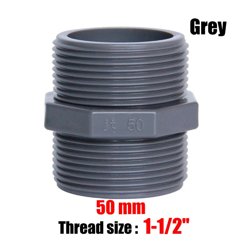 PVC Nipple Bsp Male Threaded Pressure Fittings Pipe Fitting ID 20mm~63mm Grey