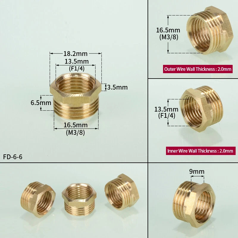 1 8" 1 4" 3 4" 1 2" 1" BSP Brass Reducing Coupler Hex Bush Connector Fittings