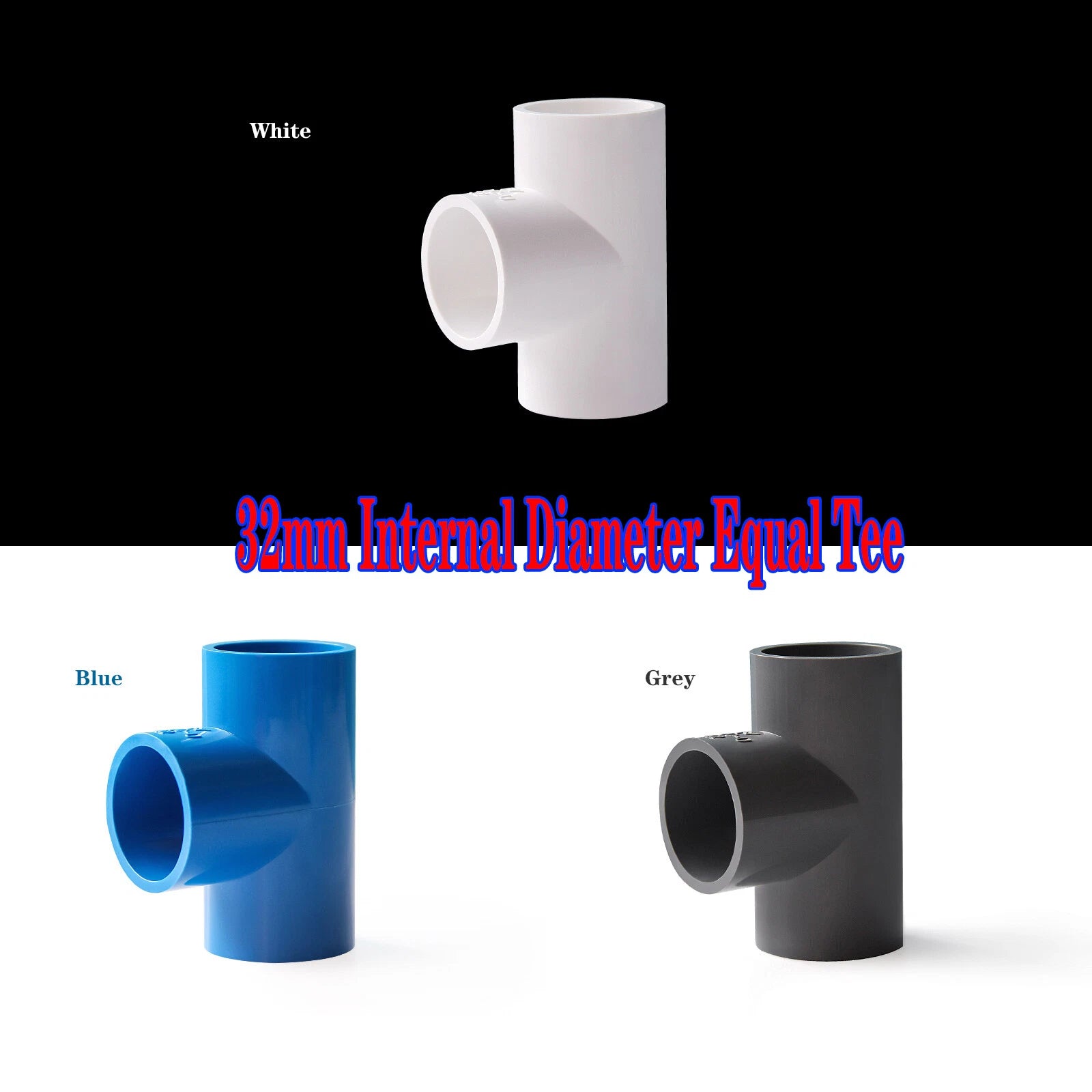 PVC Pipe Fittings Tee Socket ID 16mm - 200mm T Type Solvent Weld 3-Way