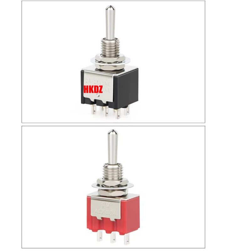 6mm Mini Toggle Switch DPDT 2/3 Position 3/6 Pin — AC 125V 250V for Boat Car DIY