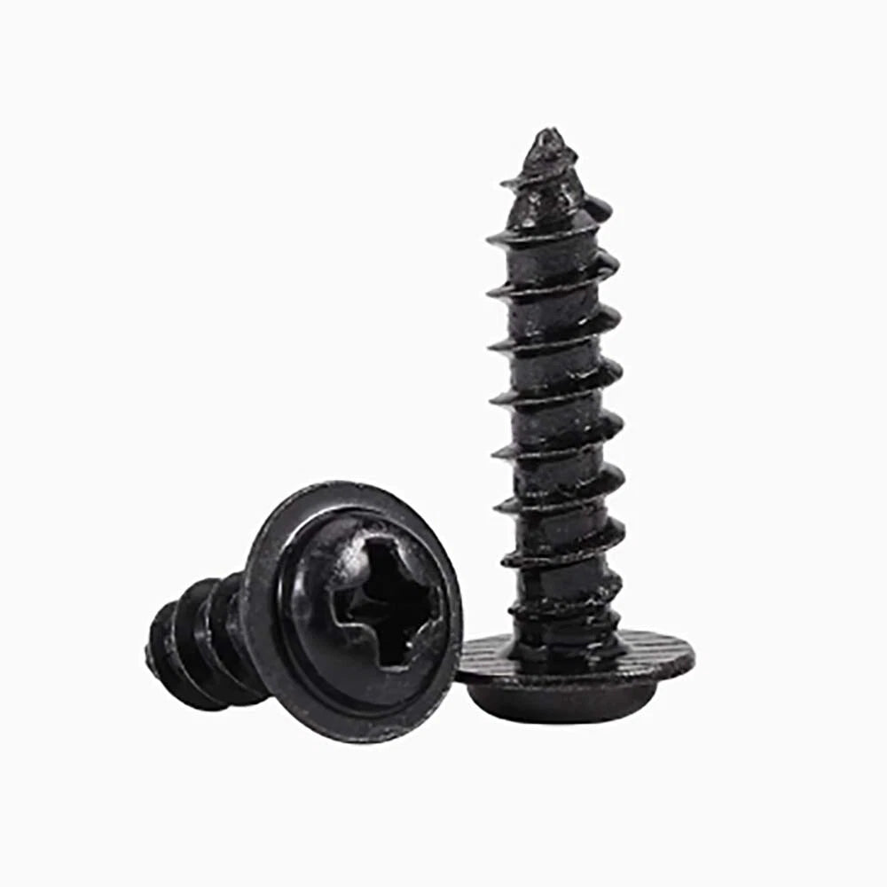Black Phillips Flanged Head Self Tapping Screws – M1.2–M5 Carbon Steel