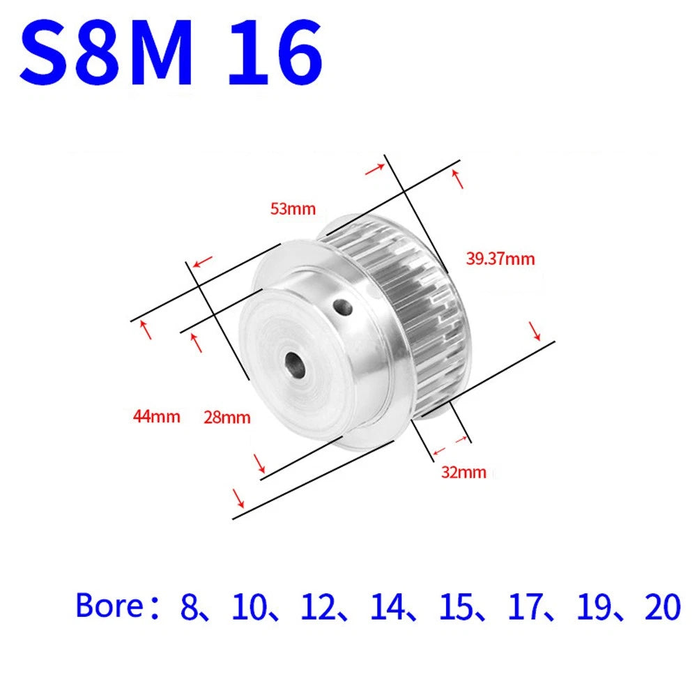 S8M 12-50T Timing Belt Pulley Pitch 8mm With Step/Keyway Drive Pulley Width 32mm