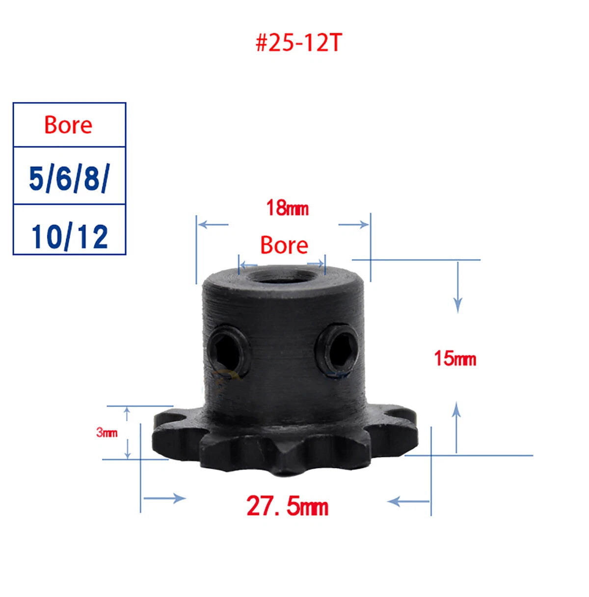 #25 Roller Chain Sprocket 04C 21-40T Tooth Bore 5mm-20mm Pitch 6.35mm (1/4 inch)