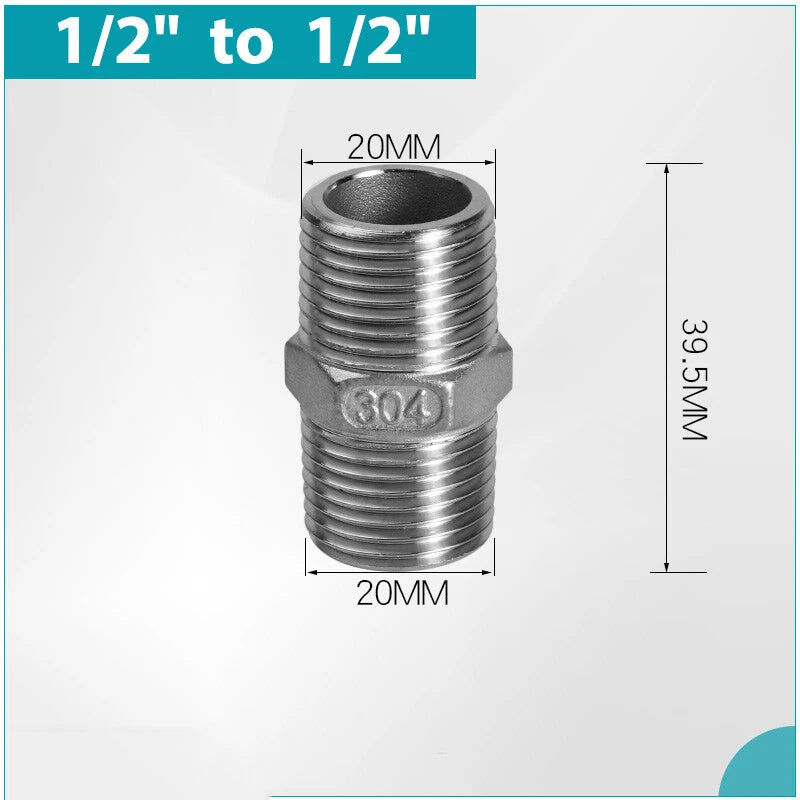 A2 Stainless Steel BSP Male to Male Hex Nipple Pipe Fittings