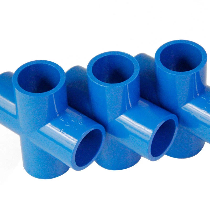 PVC 4-Way Blue Equal Water Connector Coupling Pressure Pipe Fittings 20mm~90mm