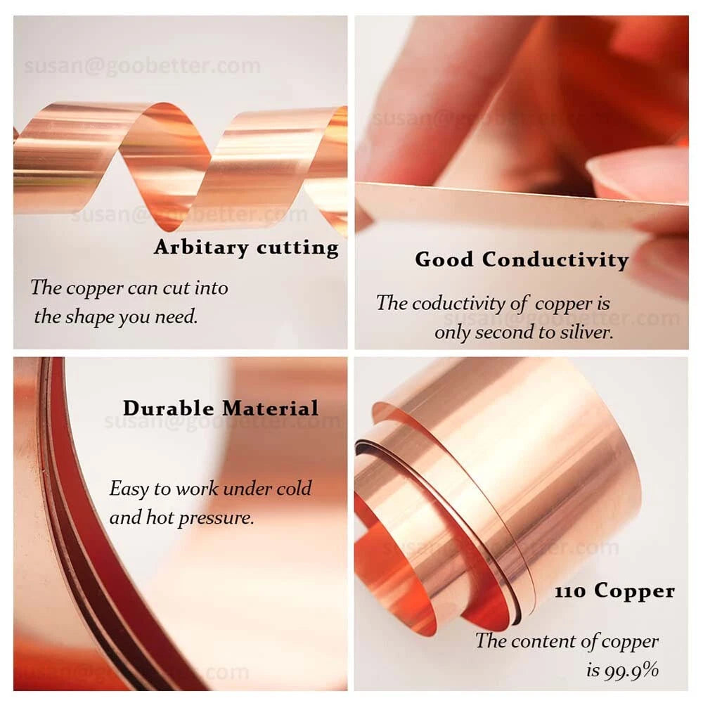 99.9% Pure Copper Sheet Plate Foil Strip Options Guillotine Cut 0.01mm - 1mm