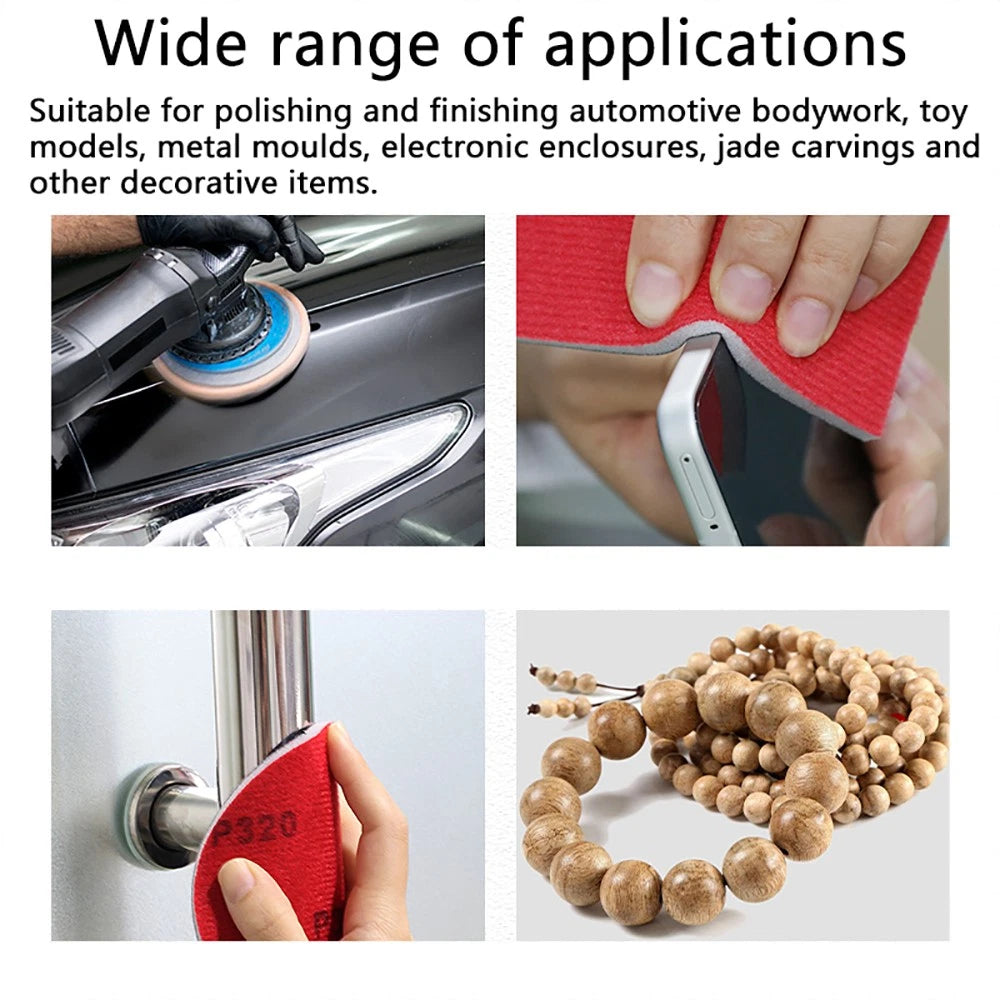 Square Sponge Sandpaper Sheets — P180 to P2500 Grit Wet & Dry Flexible Foam Abrasive 100x75x5mm