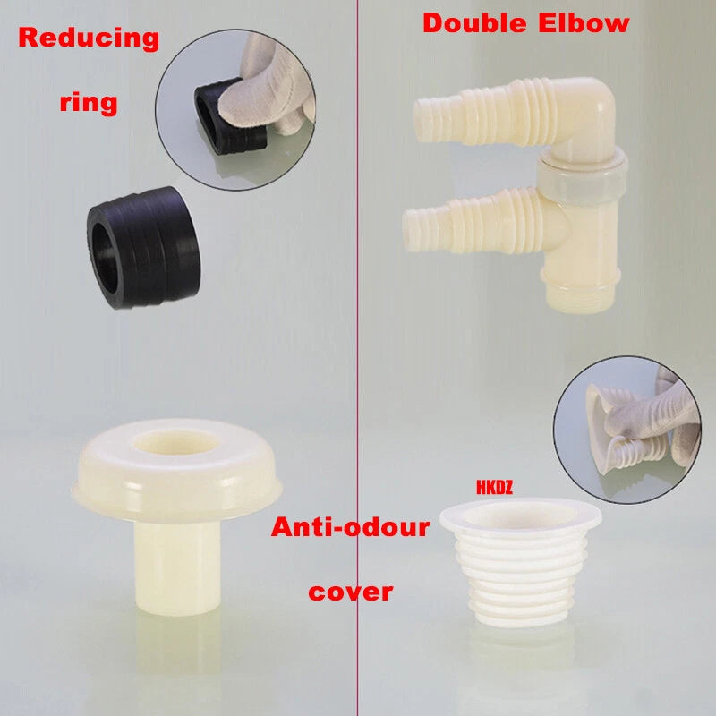 Washing Machine Drain Hose Connector — Tee, Elbow, Straight & Triple Fittings for Sink & Basin