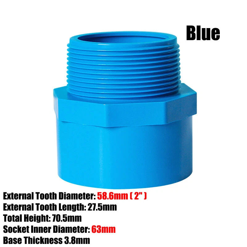 1 2" to 4" PVC Nipples Threaded Pipe Fittings Connector BSP Male Adapter Blue