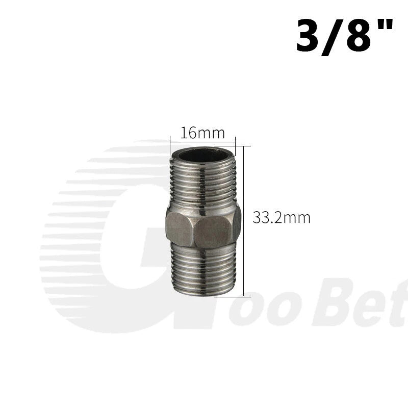 Stainless Steel Hex Nipple BSP Pipe Fitting — Male Thread Adapter 1/4" to 1-1/4"