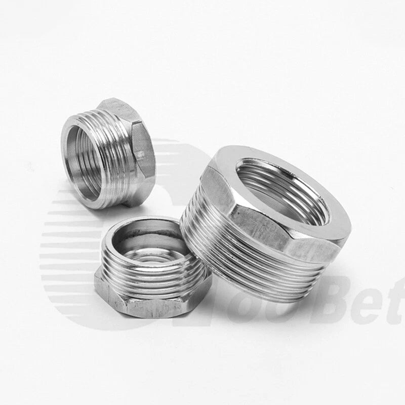 Stainless Steel BSP Reducing Bushing — Male to Female Thread Pipe Fitting (1/4" to 2")